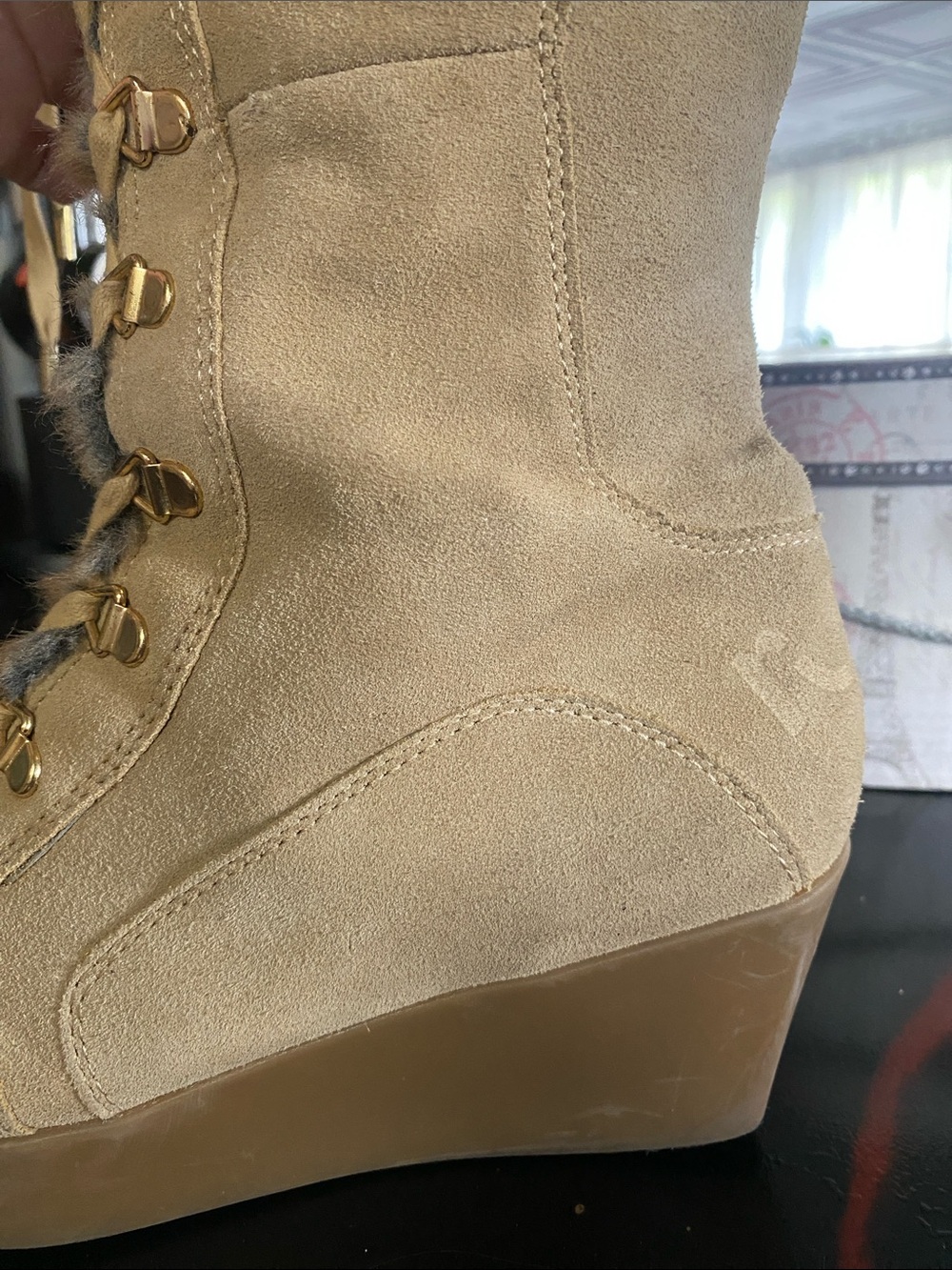 VINTAGE Report brand "Bratz" or "Y2K" lace up boots TAN Suade SIZE 9 - Picture 8 of 16